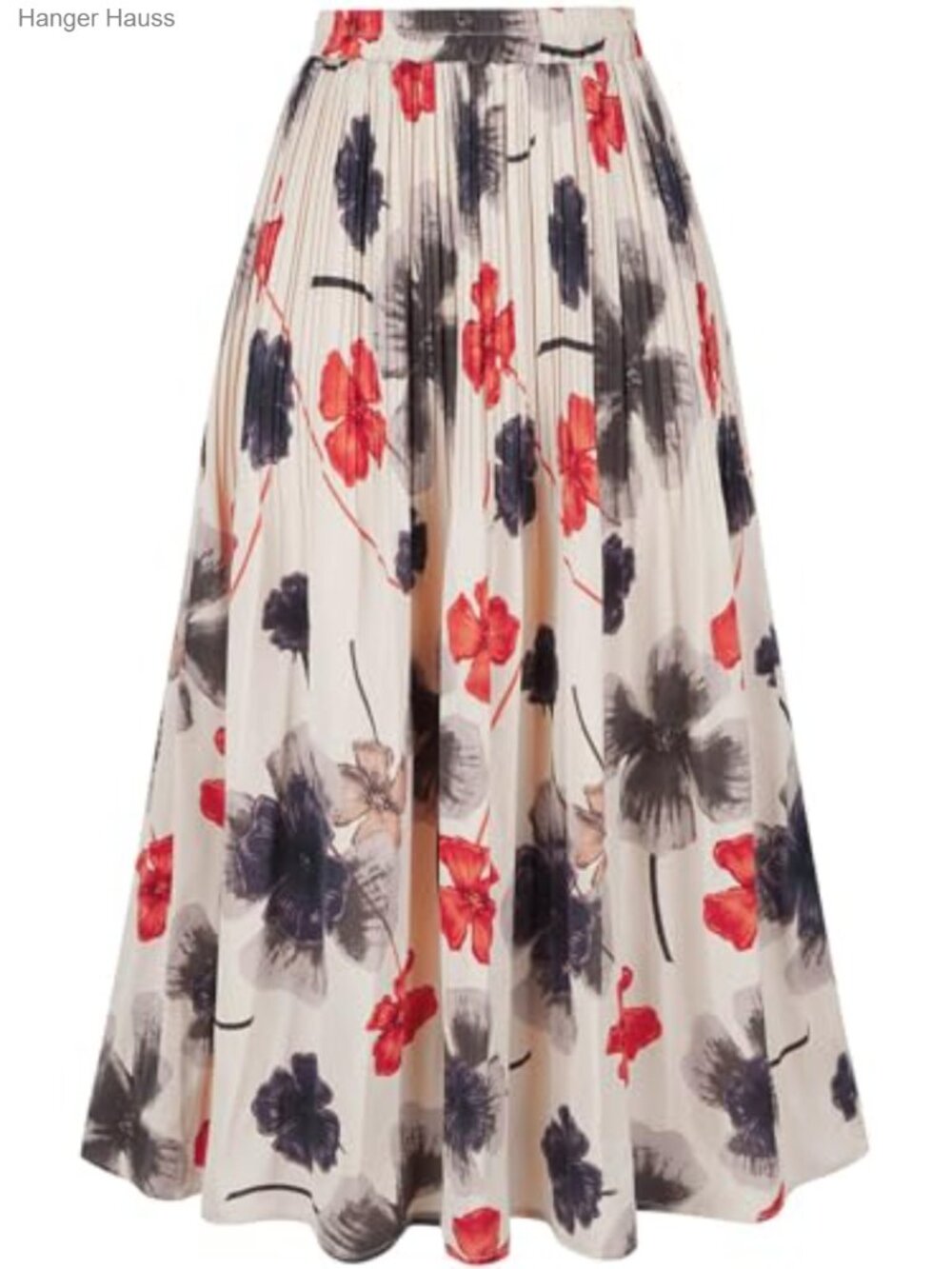 Chiffon Pleated Midi Skirt High Waisted A-Line Elastic Waist Women's